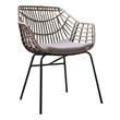 Niya Outdoor Patio Chair Set of 4-Natural Brown Rattan-Black Steel