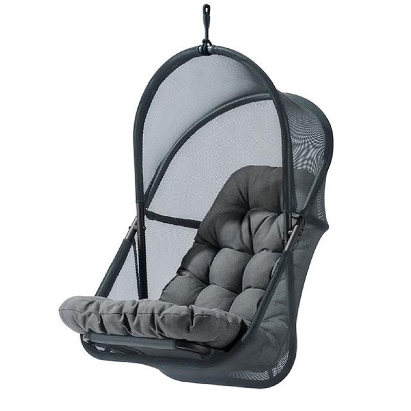 Bery Patio Hanging Swing Chair-Cushioned Dark Gray Mesh