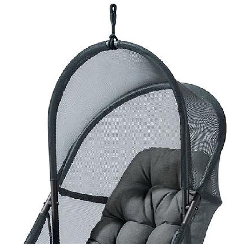 Bery Patio Hanging Swing Chair-Cushioned Dark Gray Mesh