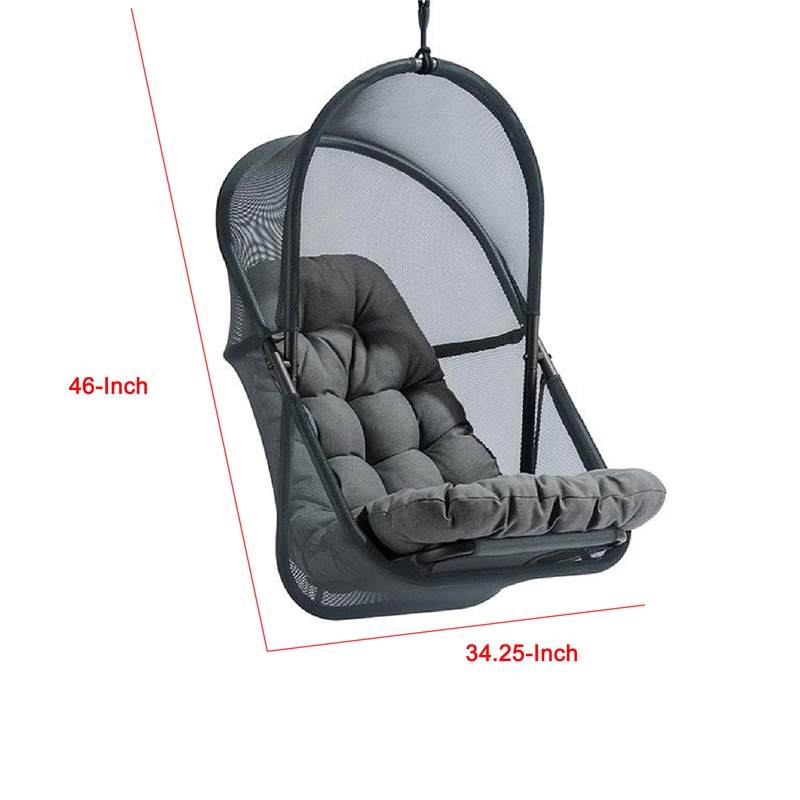 Bery Patio Hanging Swing Chair-Cushioned Dark Gray Mesh