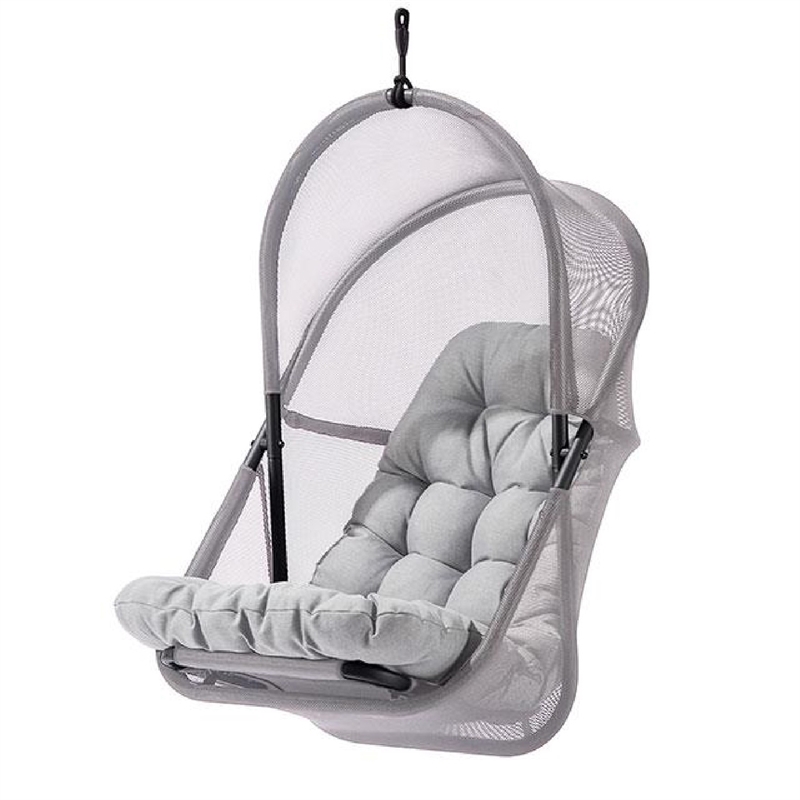 Bery Patio Hanging Swing Chair-Cushioned Light Gray Mesh