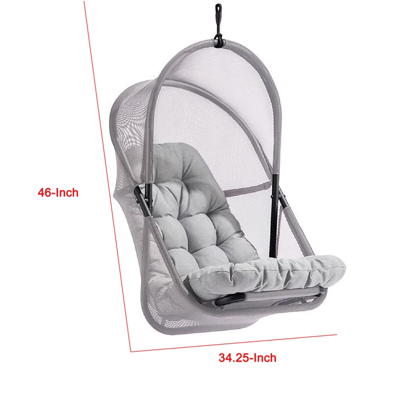 Bery Patio Hanging Swing Chair-Cushioned Light Gray Mesh
