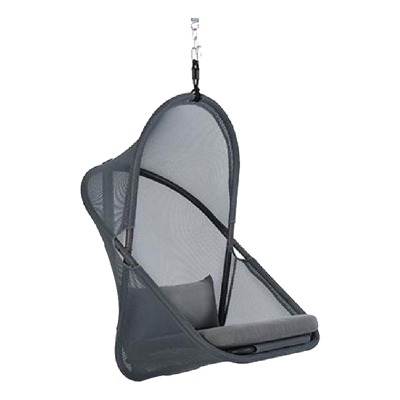 Cery Outdoor Hanging Swing Chair-Cushioned Dark Gray Mesh