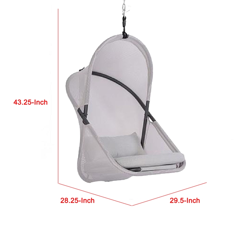 Cery Outdoor Hanging Swing Chair-Cushioned Light Gray Mesh