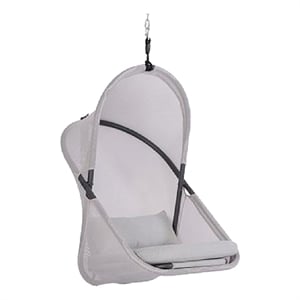 Cery Outdoor Hanging Swing Chair-Cushioned Light Gray Mesh