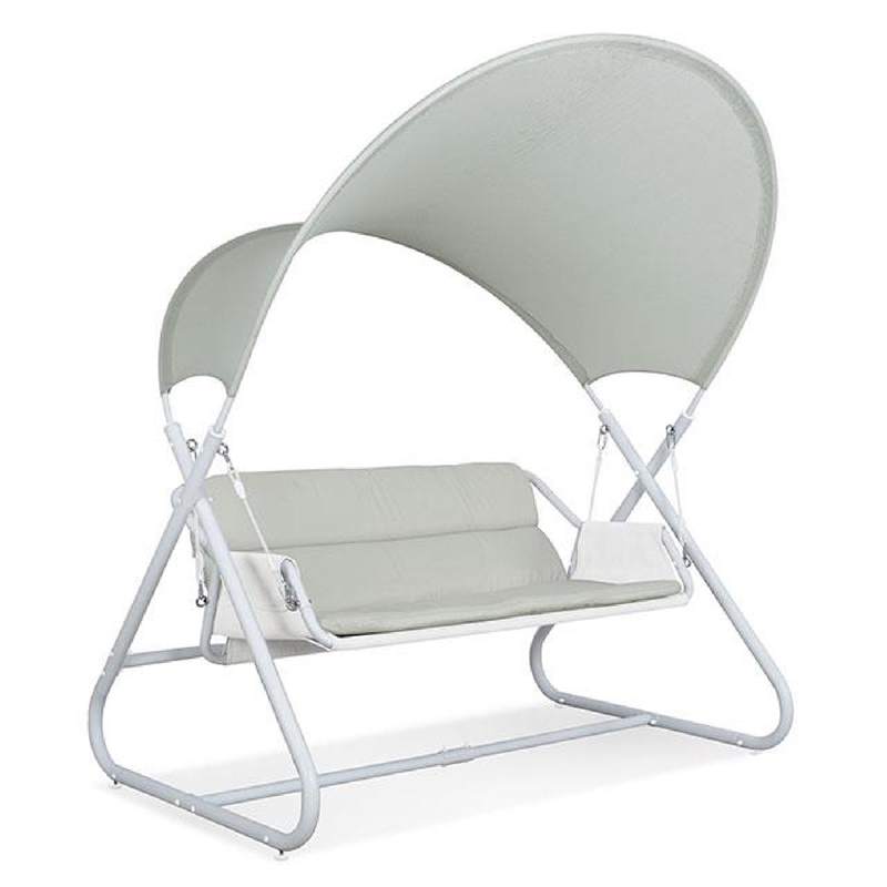 Diz Outdoor Hanging  Double Swing Sofa Chair-White Powder Coated Steel