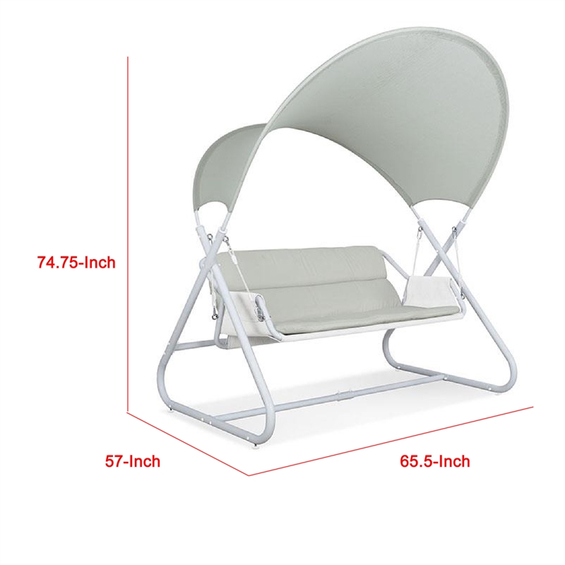 Diz Outdoor Hanging  Double Swing Sofa Chair-White Powder Coated Steel