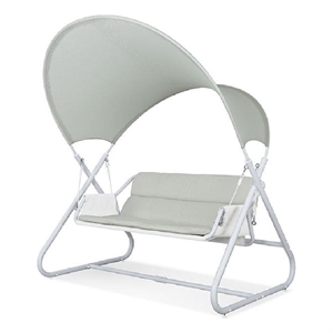 Diz Outdoor Hanging  Double Swing Sofa Chair-White Powder Coated Steel
