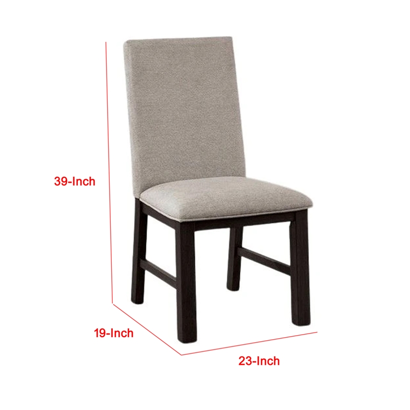 Renu Side Dining Chair Set of 2-Black Wood-Pleated Gray Polyester