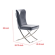 Waden Side Dining Chair Set of 2-Chrome Metal-Gray Button Tufted Velvet
