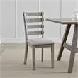 Lais Side Dining Chair Set of 2-Ladder Backrest-Solid Wood-Gray Fabric