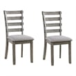 Lais Side Dining Chair Set of 2-Ladder Backrest-Solid Wood-Gray Fabric