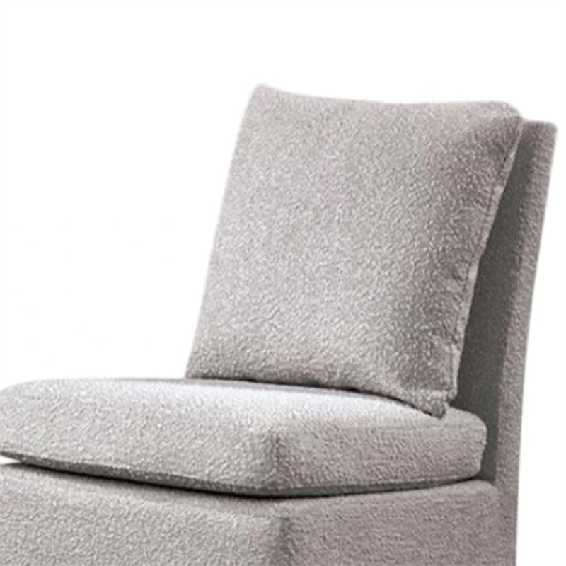 Ager Side Dining Chair with Caster Wheels-Light Gray Boucle Chenille