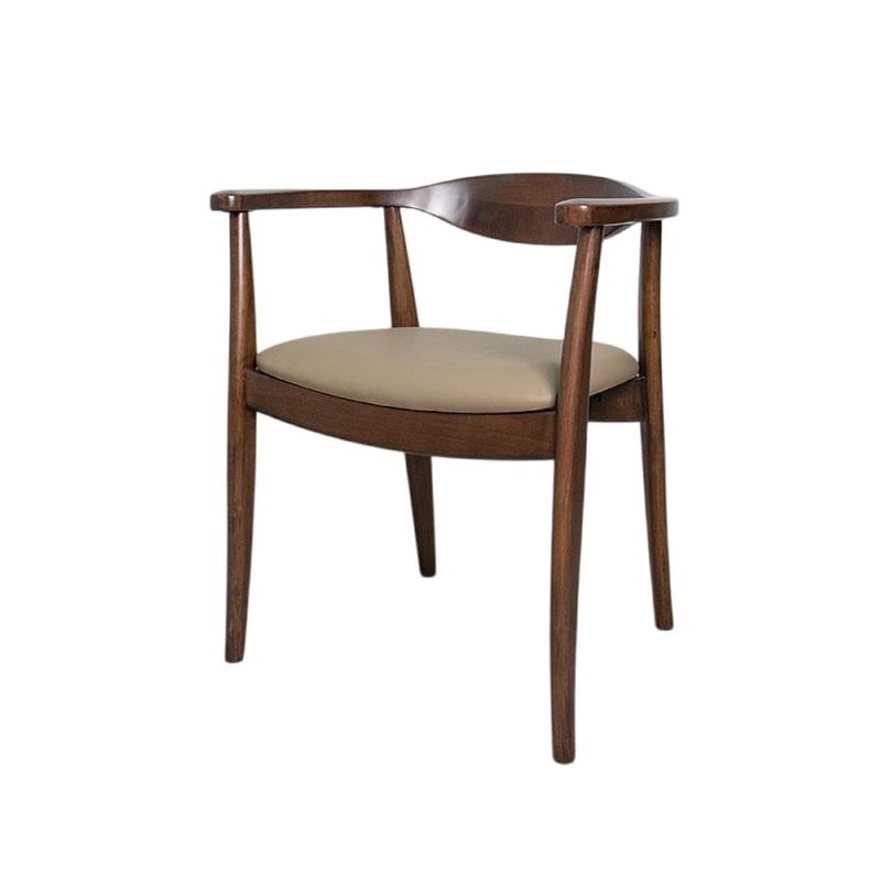 Niva Dining Side Chair Set of 2-Modern Armchairs-Brown Rubberwood