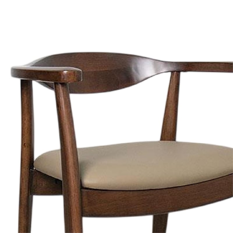 Niva Dining Side Chair Set of 2-Modern Armchairs-Brown Rubberwood
