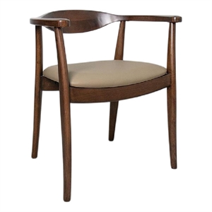 Niva Dining Side Chair Set of 2-Modern Armchairs-Brown Rubberwood
