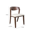 Viki Dining Side Chair Set of 2-Ivory Fabric Seat-Brown Solid Wood