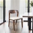Viki Dining Side Chair Set of 2-Ivory Fabric Seat-Brown Solid Wood