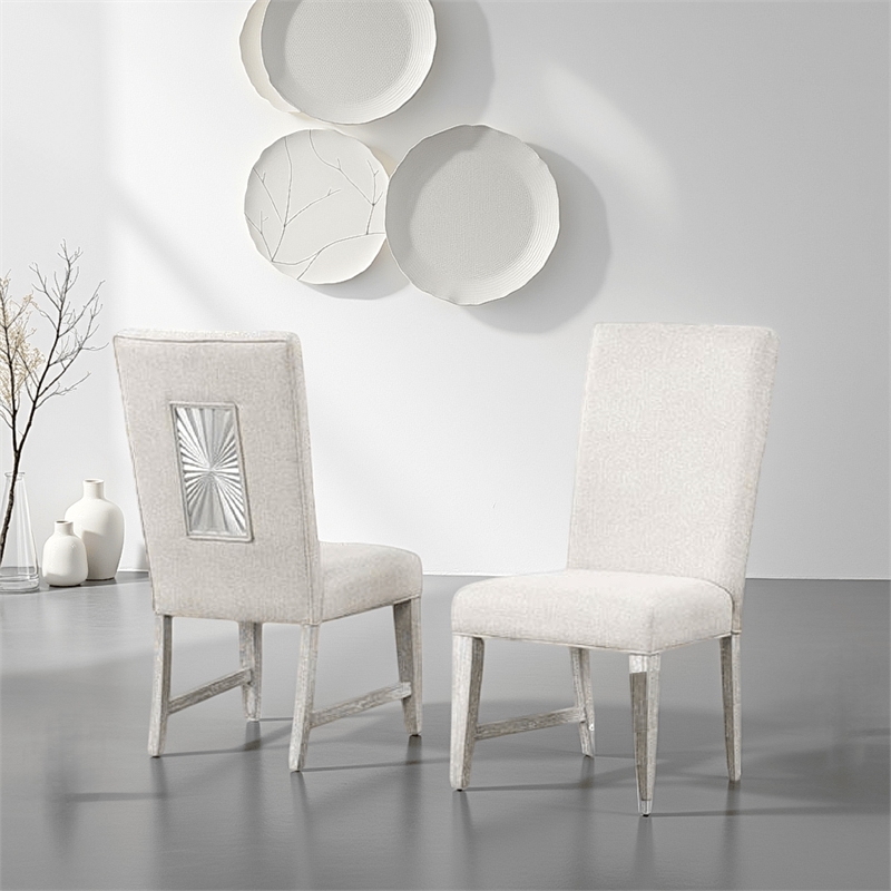 Diaz Dining Side Chair Set of 2-Tapered Legs-Light Gray Poplar Wood