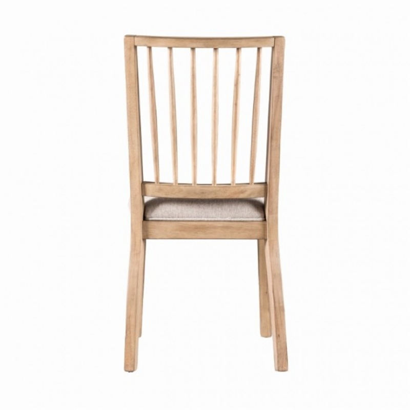 Lucas Dining Side Chair Set of 2-Slatted Back-Natural Brown Wood