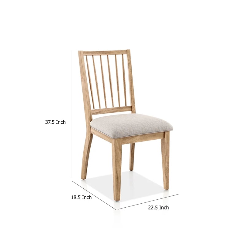 Lucas Dining Side Chair Set of 2-Slatted Back-Natural Brown Wood