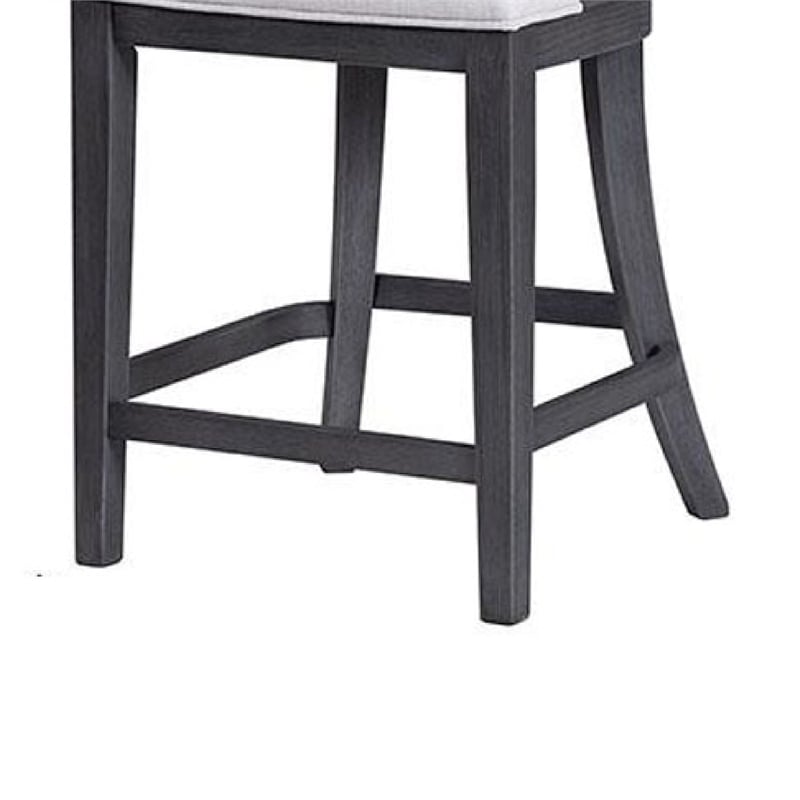 Zoko Counter Height Chair Set of 2-Curved Cut Out Back-Ash Gray Wood