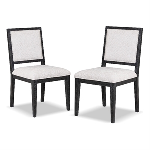 Kizie Dining Side Chair Set of 2-Farmhouse Panel Design-Black Wood