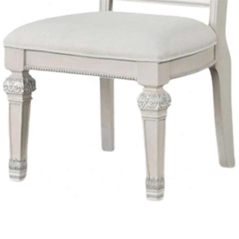 Miamy Dining Armchair Set of 2-Solid Wood-Ivory Button Tufted Fabric