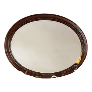 Lego Wall Mounting Mirror-49 Inch Cherry Brown Solid Wood Oval Frame