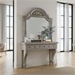 Recus Dresser Mirror-49 Inch Floral Arched Shape-Gray Solid Wood