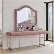 Zoha Dresser Mirror-Crystal Tuft Pink Flannelette Upholstery 41 Inch