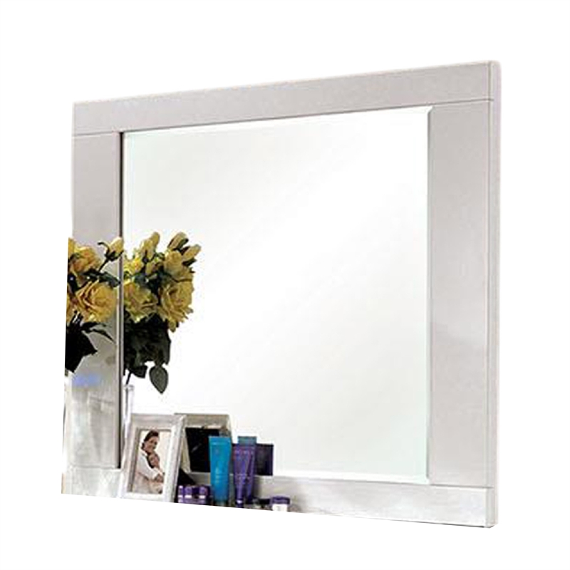 Gely Dresser Mirror-46 Inch Glossy White Lacquer-Solid Wood Frame