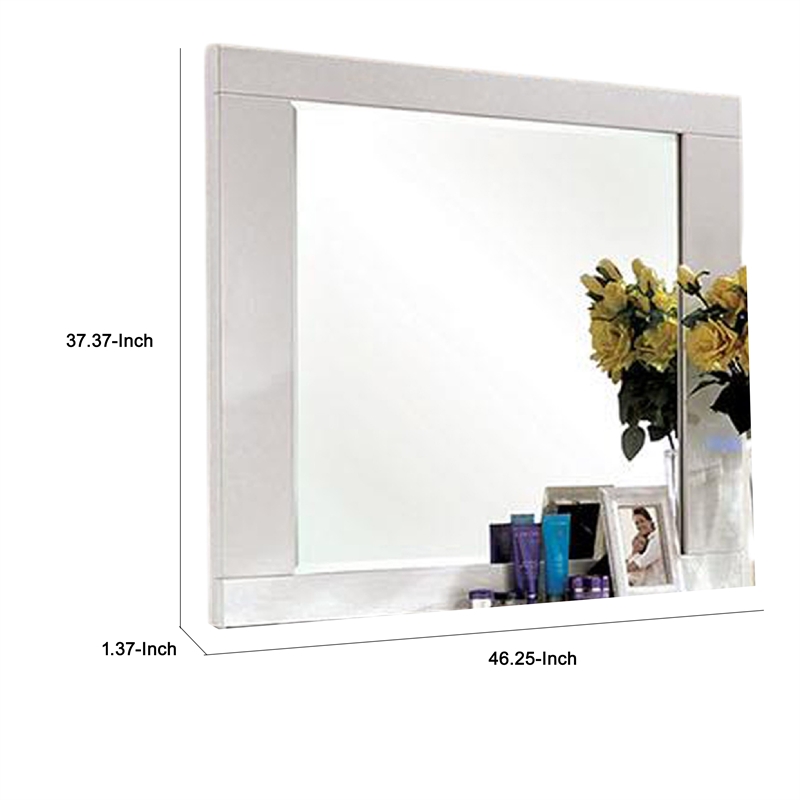 Gely Dresser Mirror-46 Inch Glossy White Lacquer-Solid Wood Frame