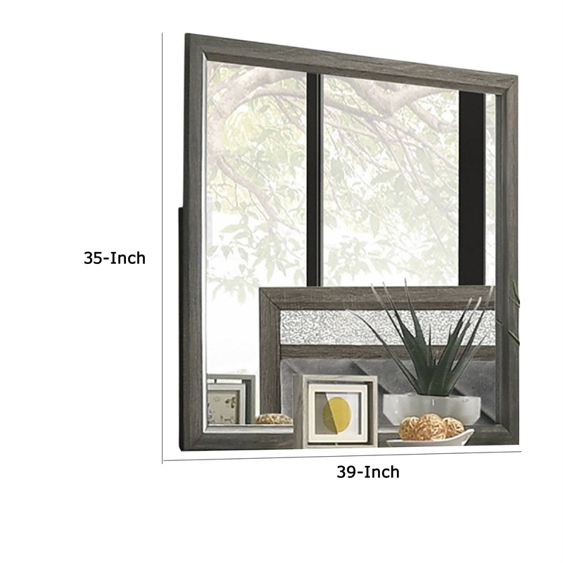 Lito Dresser Vanity Mirror-39 Inch Stylish Modern Gray Wood Frame