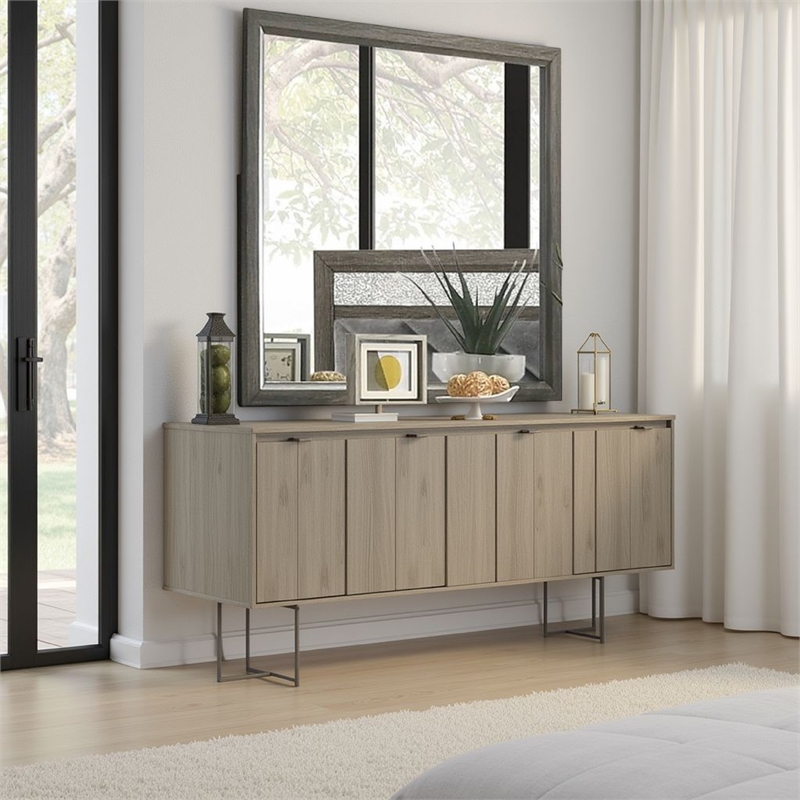 Lito Dresser Vanity Mirror-39 Inch Stylish Modern Gray Wood Frame