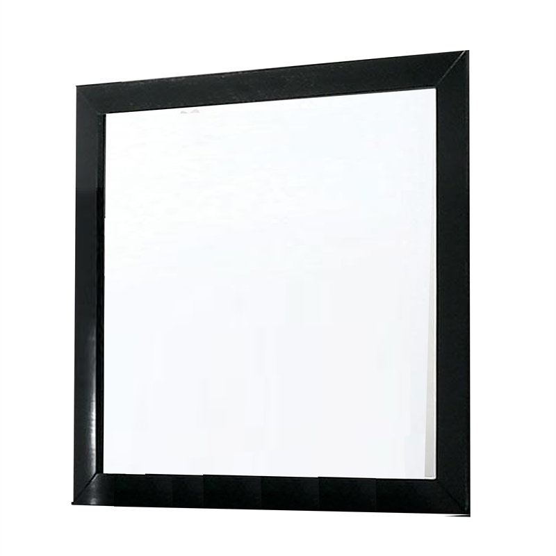 Ryla Dresser Vanity Mirror-38 Inch Square Frame-Black Solid Wood