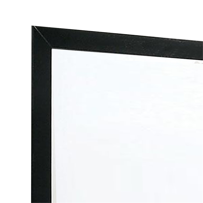 Ryla Dresser Vanity Mirror-38 Inch Square Frame-Black Solid Wood