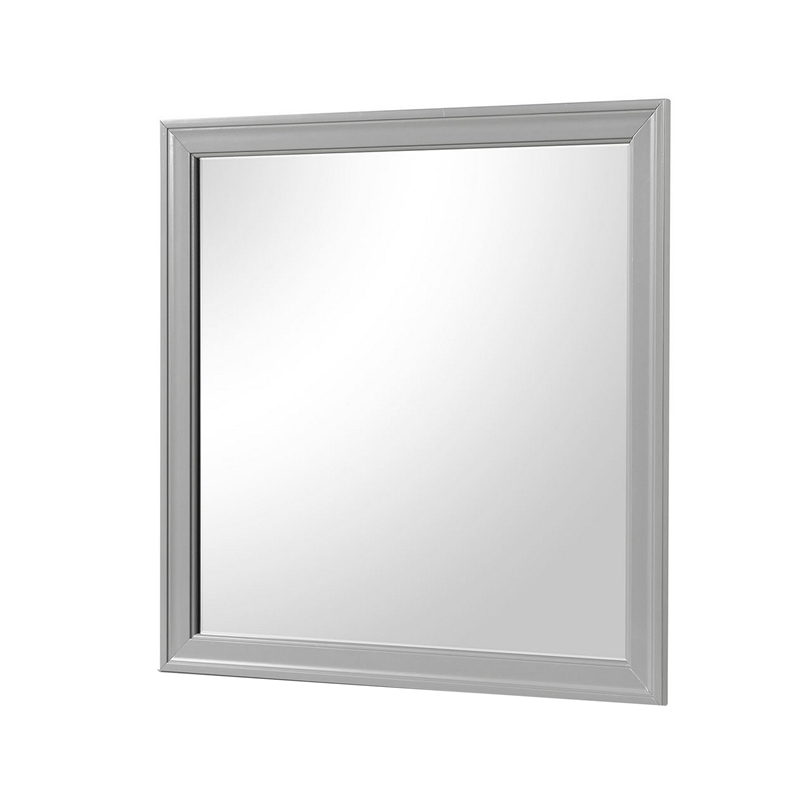 Ryla Dresser Mirror-38 Inch Square Frame-Farmhouse Gray Solid Wood