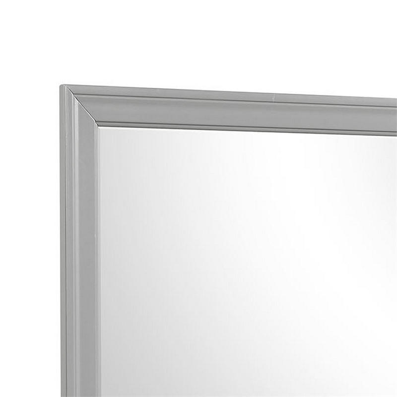 Ryla Dresser Mirror-38 Inch Square Frame-Farmhouse Gray Solid Wood