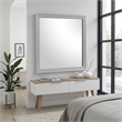 Ryla Dresser Mirror-38 Inch Square Frame-Farmhouse Gray Solid Wood