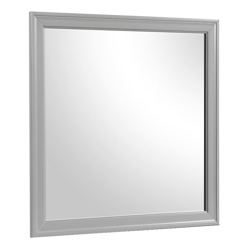 Ryla Dresser Mirror-38 Inch Square Frame-Farmhouse Gray Solid Wood