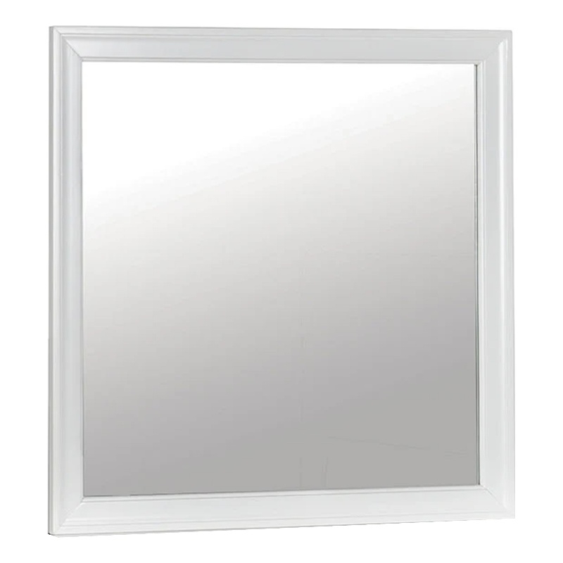 Ryla Dresser Vanity Mirror-38 Inch Square Frame-White Solid Wood