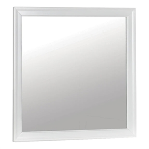 Ryla Dresser Vanity Mirror-38 Inch Square Frame-White Solid Wood