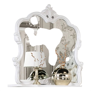 Valena Dresser Mirror-Beveled Glass-White Solid Wood Frame-45 Inch