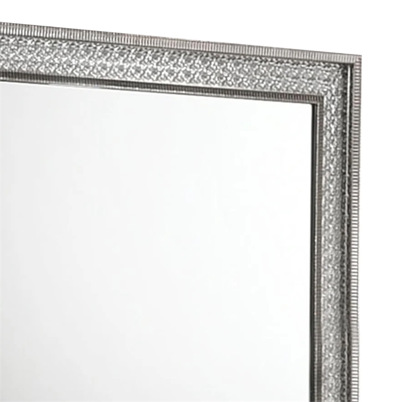 Cyl 36 x 41 Dresser Mirror with Scale Molding Trim-Metallic Gray Wood