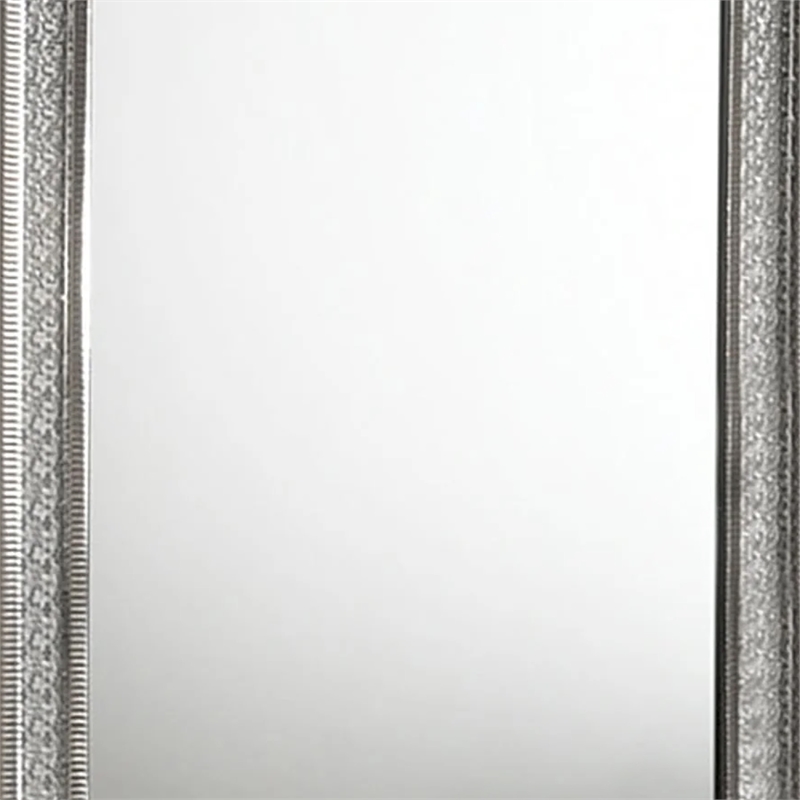 Cyl 36 x 41 Dresser Mirror with Scale Molding Trim-Metallic Gray Wood