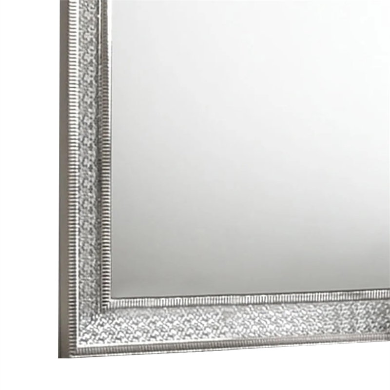Cyl 36 x 41 Dresser Mirror with Scale Molding Trim-Metallic Gray Wood