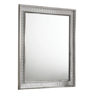 Cyl 36 x 41 Dresser Mirror with Scale Molding Trim-Metallic Gray Wood