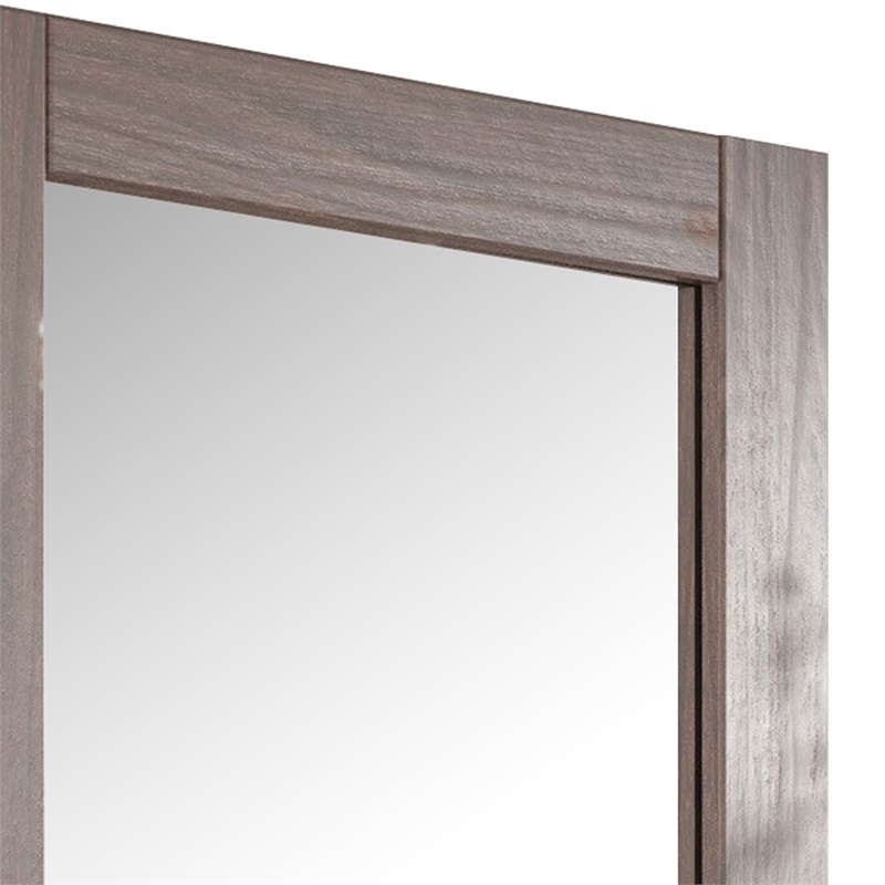 Stav 40 Inch Wall Mirror-Rustic White Solid Wood Rectangular Frame