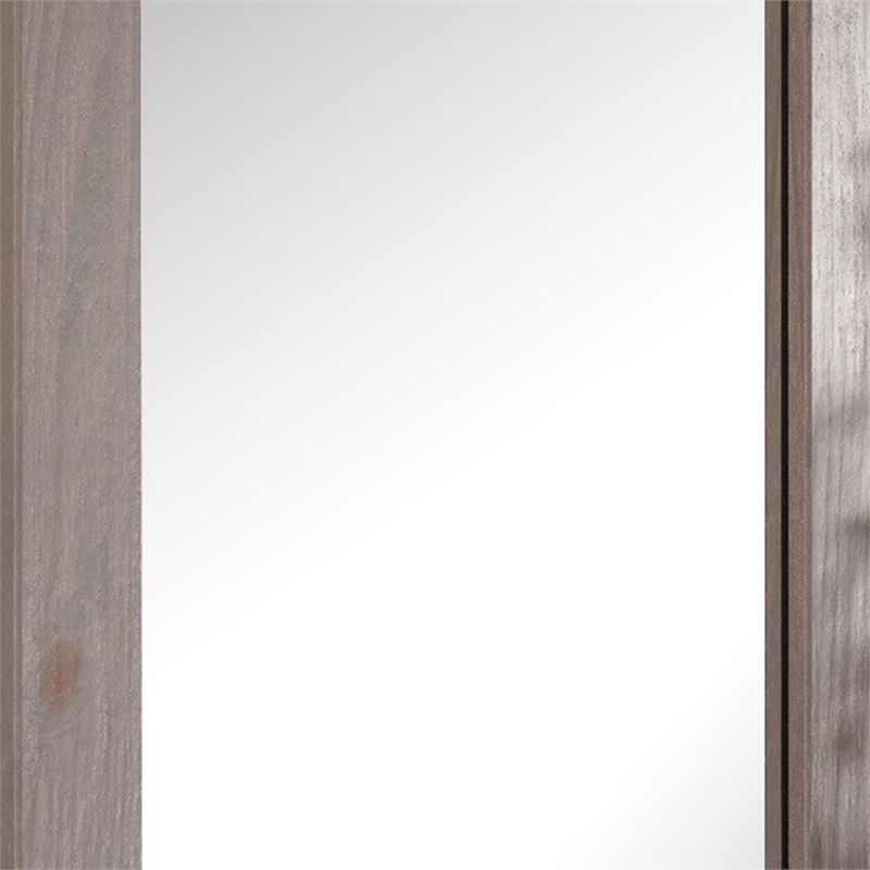 Stav 40 Inch Wall Mirror-Rustic White Solid Wood Rectangular Frame